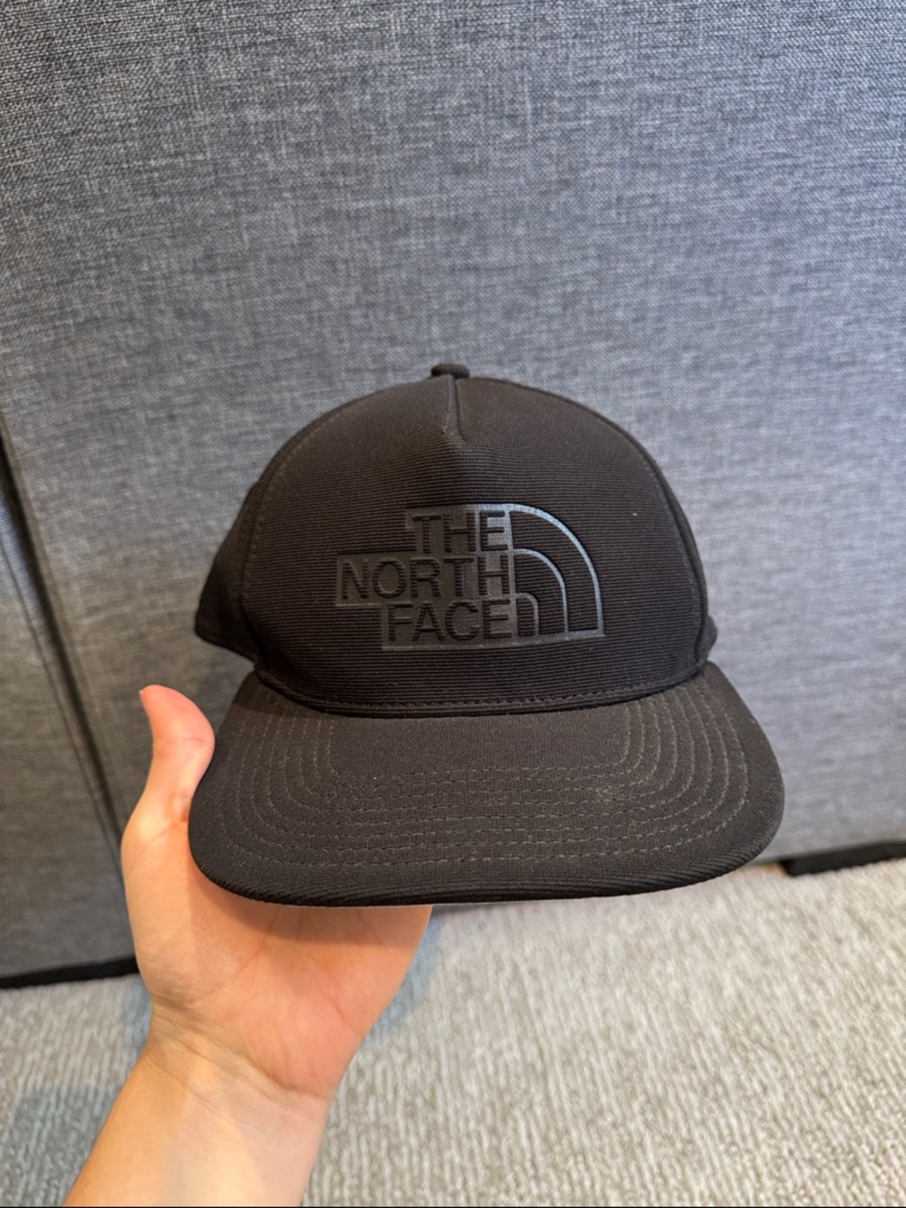 The North Face Black Logo Trucker Ball Cap Hat Picture Brim A Flex Large
